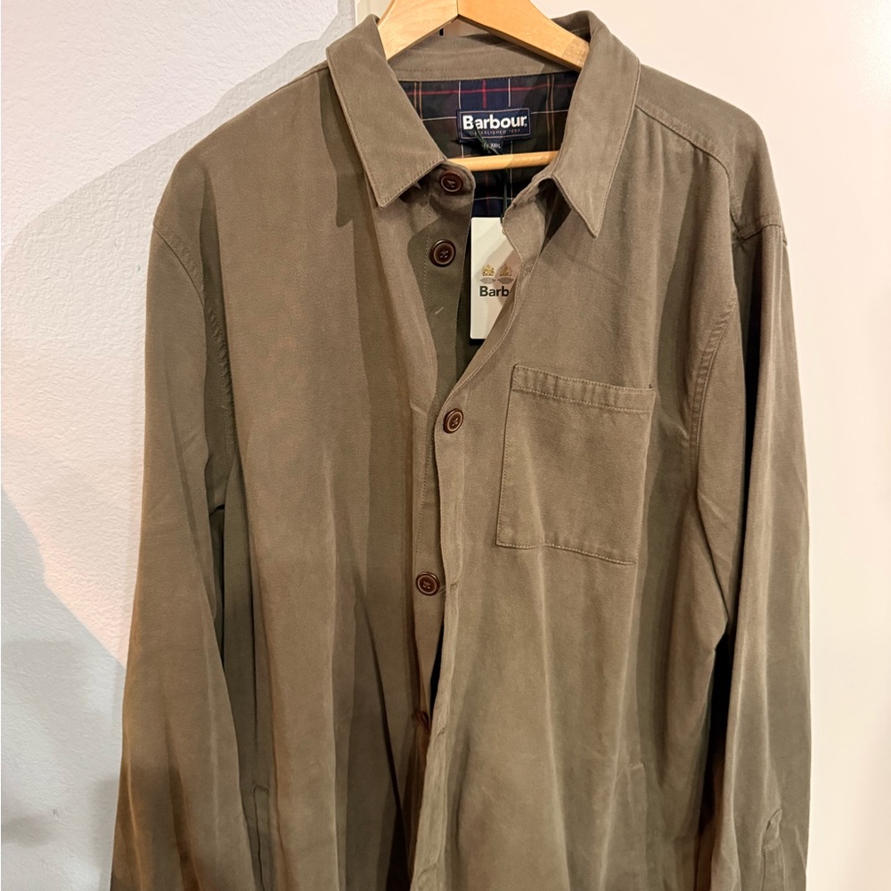 Barbour Men's Olive Moleskin Jacket Overshirt